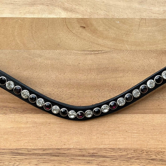 Uit voorraad leverbaar! Frontriem enkele rij amethyst - zilver - zwart